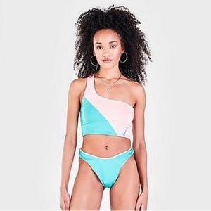 WOMEN'S NIKE COLOR BLOCK REVERSIBLE SLING BIKINI BOTTOMS SIZE M TEAL NWT